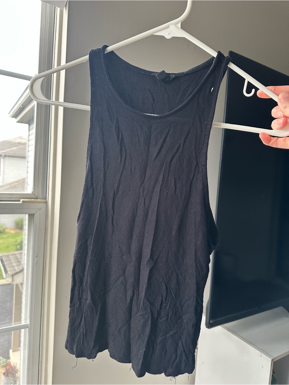 Aeropostale Black Ribbed High-Neck Tank Top